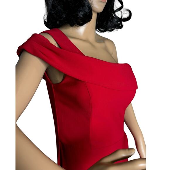 Agua Dresses Red One-Shoulder Off-Shoulder Maxi Formal Gown Slit –size 8 - Picture 14 of 17